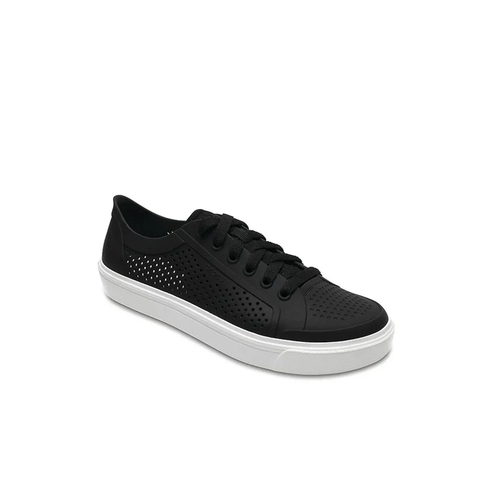 Crocs Citilane Roka Court Black White Perforated Lace Up Sneakers 204954 W11